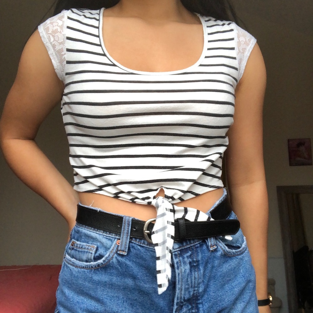 PACSUN front tie striped tee